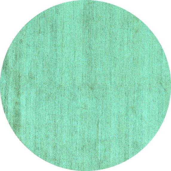 Ahgly Company Indoor Round Solid Turquoise Blue Modern Area Rugs, 8' Round