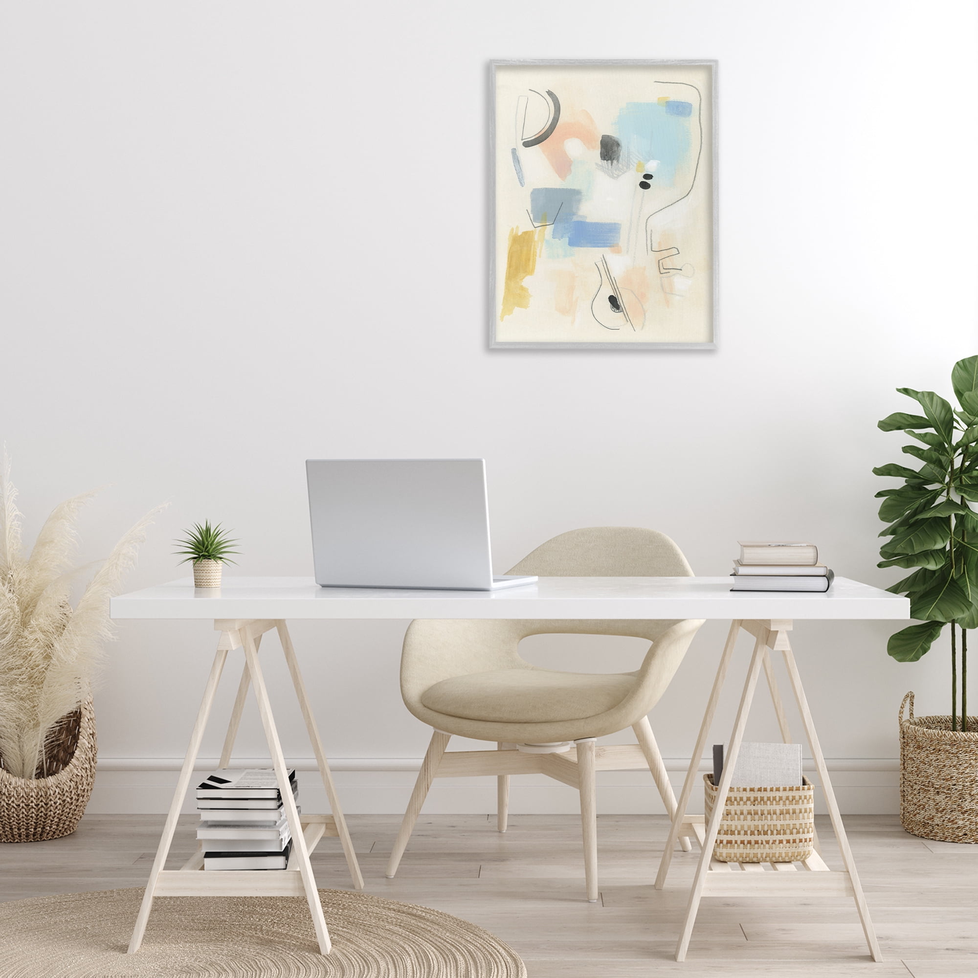 Stupell Industries Modern Scribble Abstraction Abstract Painting Gray Framed Art Print Wall Art, 24 x 30