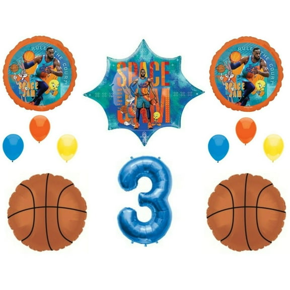 Space Jam 2 3rd Birthday Looney Tunes Party Basketball balloons Decoration Bugs