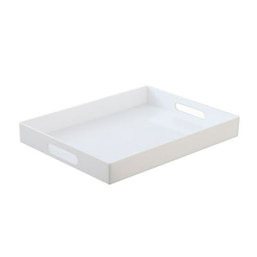 Tray with Handle Acrylic Serving Food Countertop Storage Handles White