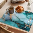 thumbnail image 3 of Marble Turquoise Gold Placemats Set of 6, Abstract Simple Geometric Washable Wipeable Table Mats for Dining Tables, Indoor Outdoor Kitchen Place Mats for Holiday Party Table Decor, 3 of 9