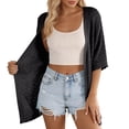 thumbnail image 2 of Swimsuit Coverup for Women Short Sleeve Lightweight Open Front Crochet Knit Kimono Cardigans Beach Cover Up, 2 of 5