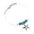thumbnail image 1 of Tobillera con cuentas de estrella turquesa para niñas, estilo tobillera de playa, joyería, tobillera ajustable, 1 of 8