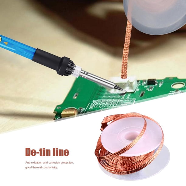 Herramienta de reparación de fundente de cable de mecha de soldadura trenzada de alambres para desoldar (1,5 mm x 1,5 m) Tmvgtek Para estrenar
