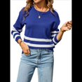 thumbnail image 3 of Suéter Holgado de Larga con Bloques de Color para Mujer, Moda de Otoño, Informal, de Punto con Cuello Redondo Baolan S, 3 of 10