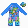 thumbnail image 1 of COMVALUE Girls Long Sleeve Swimsuit UPF 50+ Sun Protection Bathing Suit (Blue, 2-3 Years), 1 of 9