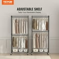 thumbnail image 2 of VEVOR Heavy Duty Clothes Rack, Double Hanging Rods Clothing Garment Rack with Bottom and Top Storage Tier, Rolling Clothing Rack for Hanging Clothes, 1'' Diameter Thicken Steel Tube Hold Up to 300Lbs, 2 of 9
