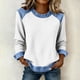 thumbnail image 3 of Camisetas de Manga Larga para las Mujeres Loose Fit Color Sólido Blusa de Cuello Redondo Top Suave Casual, 3 of 6