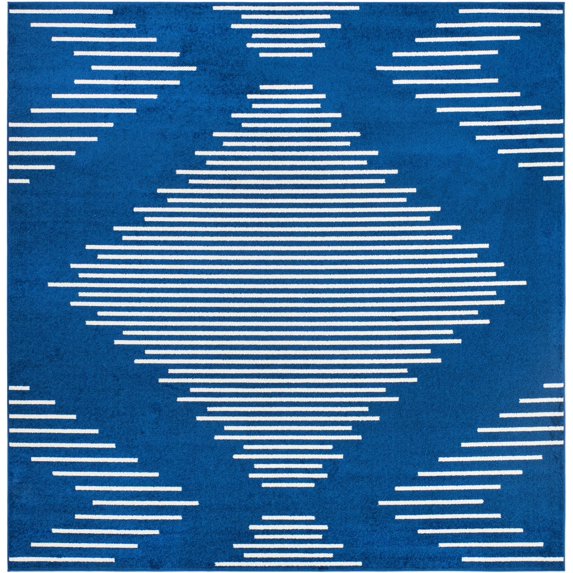 Rugs.com Kai Collection Rug – 10 Ft Square Navy Blue Medium-Pile Rug Perfect For Living Rooms, Kitchens, Entryways