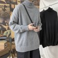 thumbnail image 4 of Suéter de cuello alto para hombre, camisa holgada de base gruesa, suéter de estilo de color sólido de moda para otoño e invierno para hombre, 4 of 5