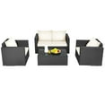 thumbnail image 2 of Gymax 4PCS Rattan Patio Conversation Set Outdoor Furniture Set w/ Off White Cushions, 2 of 8