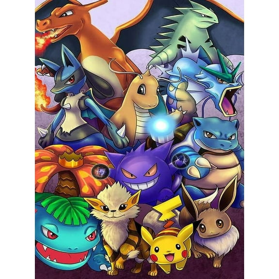 Pikachu Diamond Art Painting Kits for Adults Diamond Dots Paintings, DIY 5D Paint with Diamonds Pictures Gem Art Painting Kits DIY Adult Crafts 12"x16"