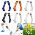 thumbnail image 2 of Zeiwohndc High Execution Football Stockings Reinforced Heel Dampness Wicking Two Stripe Athletic Staff Stockings, 2 of 14