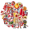 thumbnail image 3 of 35pcs-50pcs Cartoon Firefighter Stickers Emergency Stickers Funny Children Stickers for Luggage Laptop, 3 of 9
