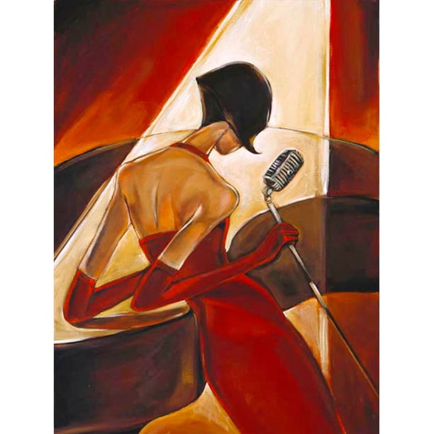 Cuadros Decorativos Vestido de desgaste de cantante de mujer de pintura digital pintado por números en lienzo (L194) Tmvgtek embutido en tela