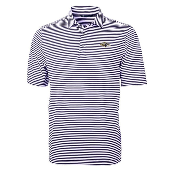 Men's Cutter & Buck Purple Baltimore Ravens Virtue Eco Pique Stripe Recycled Polo