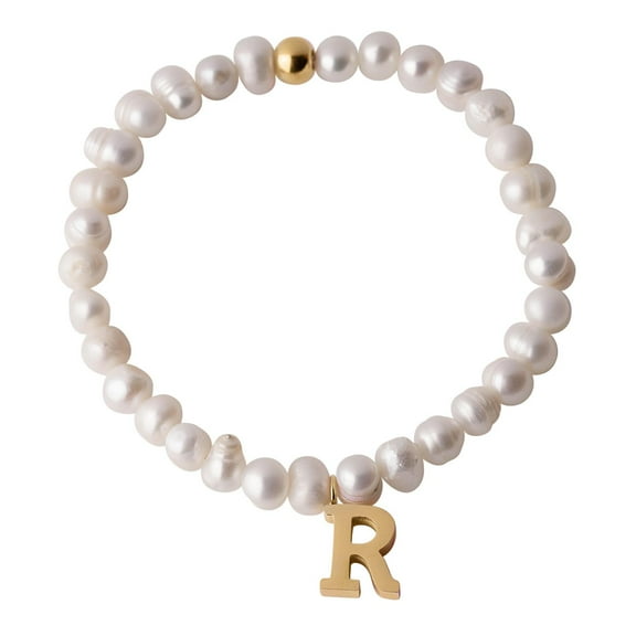Pulseras Mujer de Perlas con Iniciales Oro 18k LuckyLy, Modelo Galia blanco UNITALLA