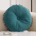 thumbnail image 1 of Nvzi Cojín para silla redondo suave con diseño geométrico y pompones degradados, para jardín, patio, hogar, cocina, oficina (azul, diámetro 16"), 1 of 5