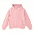 thumbnail image 4 of Chiccall Hoodies for Women Zip Up Long Sleeve Jacket Oversized Fall Winter Sweatshirts Tops with Pocket Pink L, 4 of 8