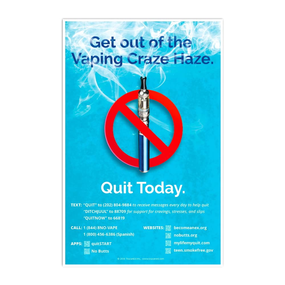 Get out of the Vaping Craze Haze Poster - resources to quit vaping  stop vaping poster - 11 x 17  schools  clinics - anti-vaping campaigns