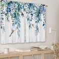 thumbnail image 3 of Farmhouse Navy Blue Eucalyptus Kitchen Curtains Floral Botanical Leaf Wooden Small Short Cafe Window Curtains Rustic Flower Plant Herb Bathroom Drapes Treatment Tier Curtains (27.5x39 Inch), 3 of 6