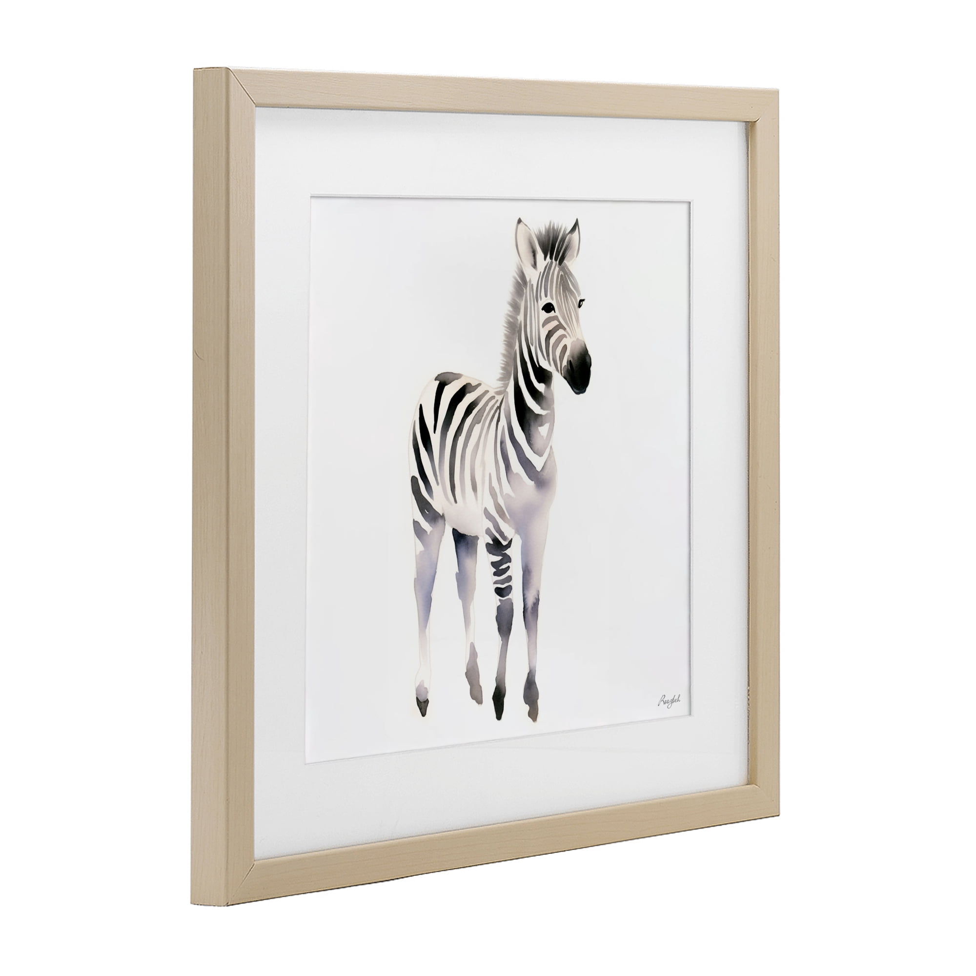 Stupell Industries Minimal Zebra Foal Birch Framed Print Under Glass, design by Roozbeh