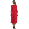 thumbnail image 2 of facefd Robe Femme Col Rond Costume Automne Manches Mi-Automne Grande Robe Évasée Rouge TTG, 2 of 6