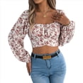 thumbnail image 1 of Top Corto Floral para Mujer, con Escote Cuadrado y Lazo en la Espalda, Sin Espalda. XL, 1 of 9