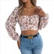 thumbnail image 1 of Top Corto Floral para Mujer, con Escote Cuadrado y Lazo en la Espalda, Sin Espalda. S, 1 of 9