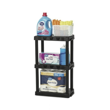 Hyper Tough Black Plastic 3-Tier 32 H x 20.07 W x 12 D, 150lb Total Capacity