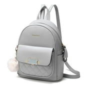 Cheruty Mini Backpack Women Leather Small Backpack Purse for Teen Girl Travel Backpack Cute School Bookbags Ladies Satchel Bags Gray