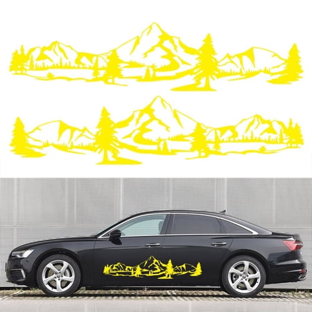 Water Lily Car Vinyl Decal Set - 3-Piece Self-Adhesive Side Graphic (Black/White/Yellow/Blue/Red)