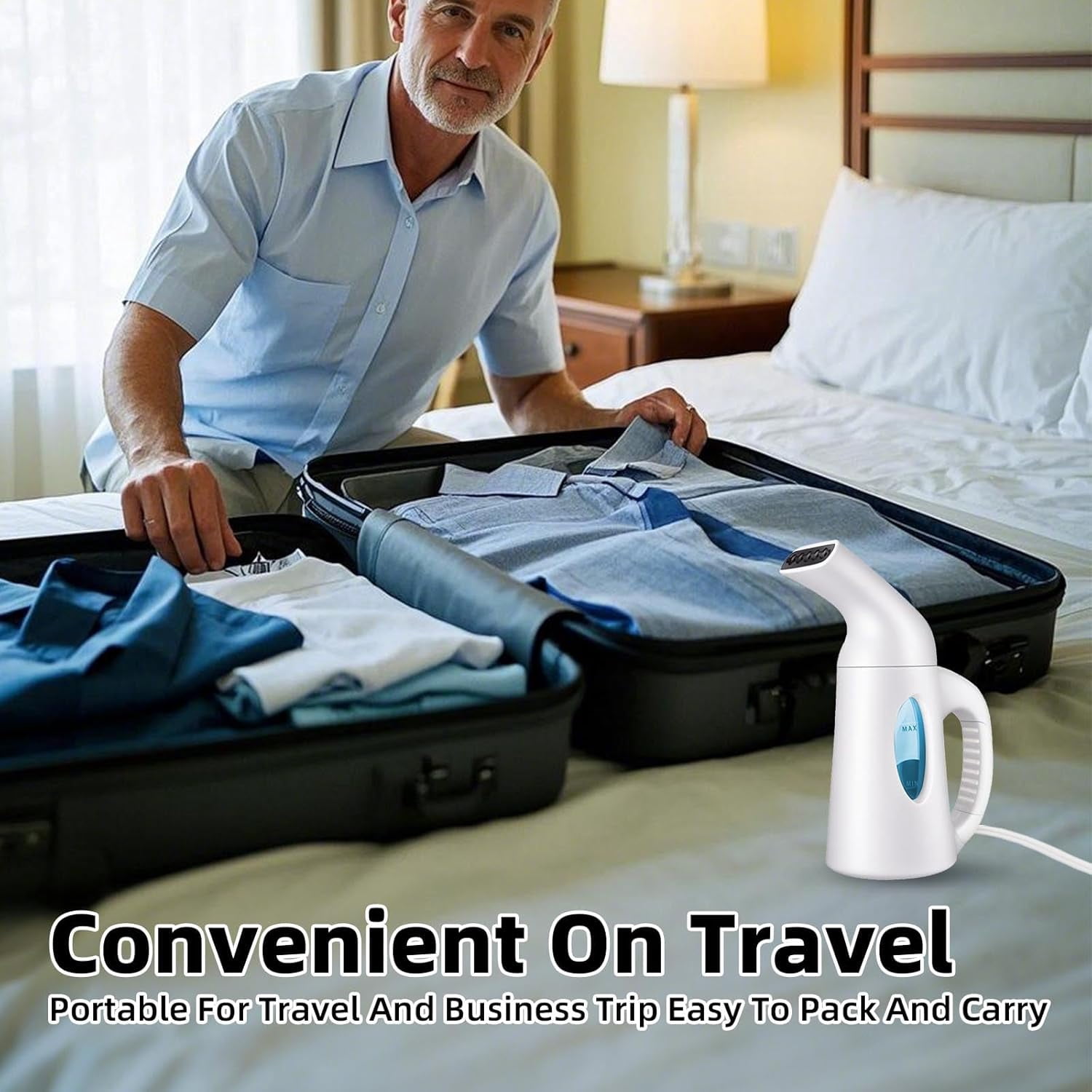 Garment steamer, portable handheld design, 240ml large capacity, 850W, releases powerful penetrating steam in 60 seconds to remove wrinkles, suitable for home and office (only applies to 110V)