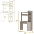 thumbnail image 3 of Computer Desk with Hutch, Door and 3-Tier Storage Shelves, Light Gray, 3 of 7