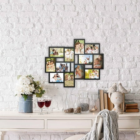 Collage Picture Frame with 12 Openings for 4x6 Photos- Wall Hanging Multiple Photo Frame Display for Personalized Decor by Lavish Home (Best Way To Display Photos)