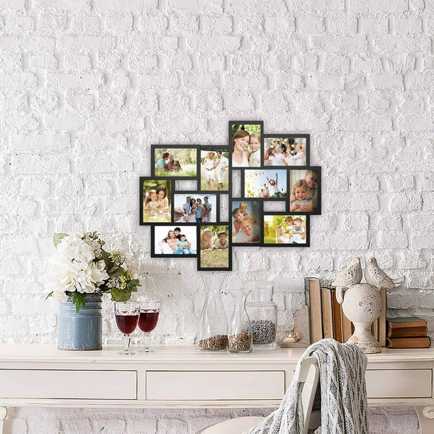 Lavish Home Collage Picture Frame With 12 Openings For 4x6 Photos Wall Hanging Multiple Photo Display Personalized Decor Black Com - Picture Frame Collage Wall Hanging