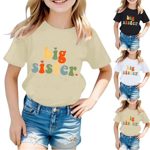ibiyuan Big Sister Shirts for Girls Size 7 Promoted To Big Sis Girls T Shirts Baby Announcement Casual Short Sleeve Toddler Girl Shirts 6t Big Sister Gift Tees Girl Tops 5t