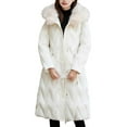 thumbnail image 5 of JGGSPWM Women's Quilted Lightweight Long Puffer Coat Big Furry Collar Jacket Thickened Warm Winter Coats Zip Up Baggy Down Outerwear White M, 5 of 5