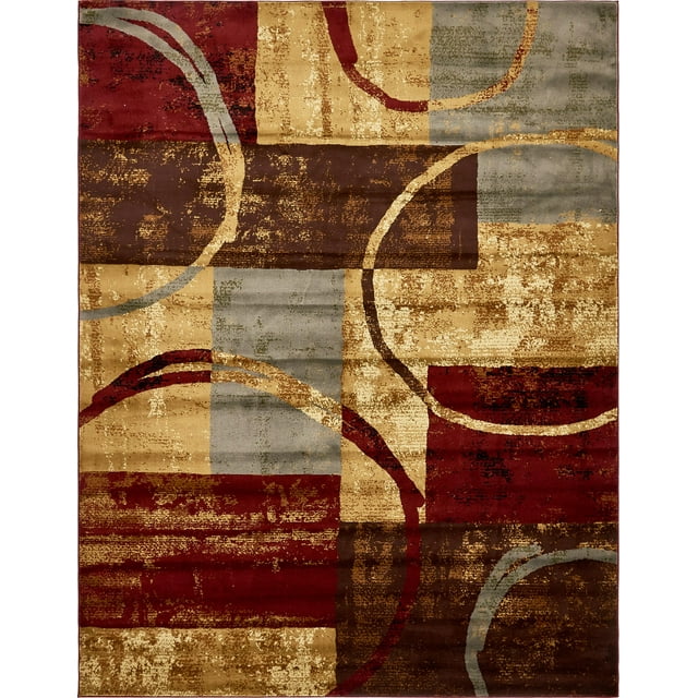 UNIQUE LOOM Barista Collection Modern Circles Rustic Warm Rug_COF010, 9 x 12 Feet, Multi/Beige