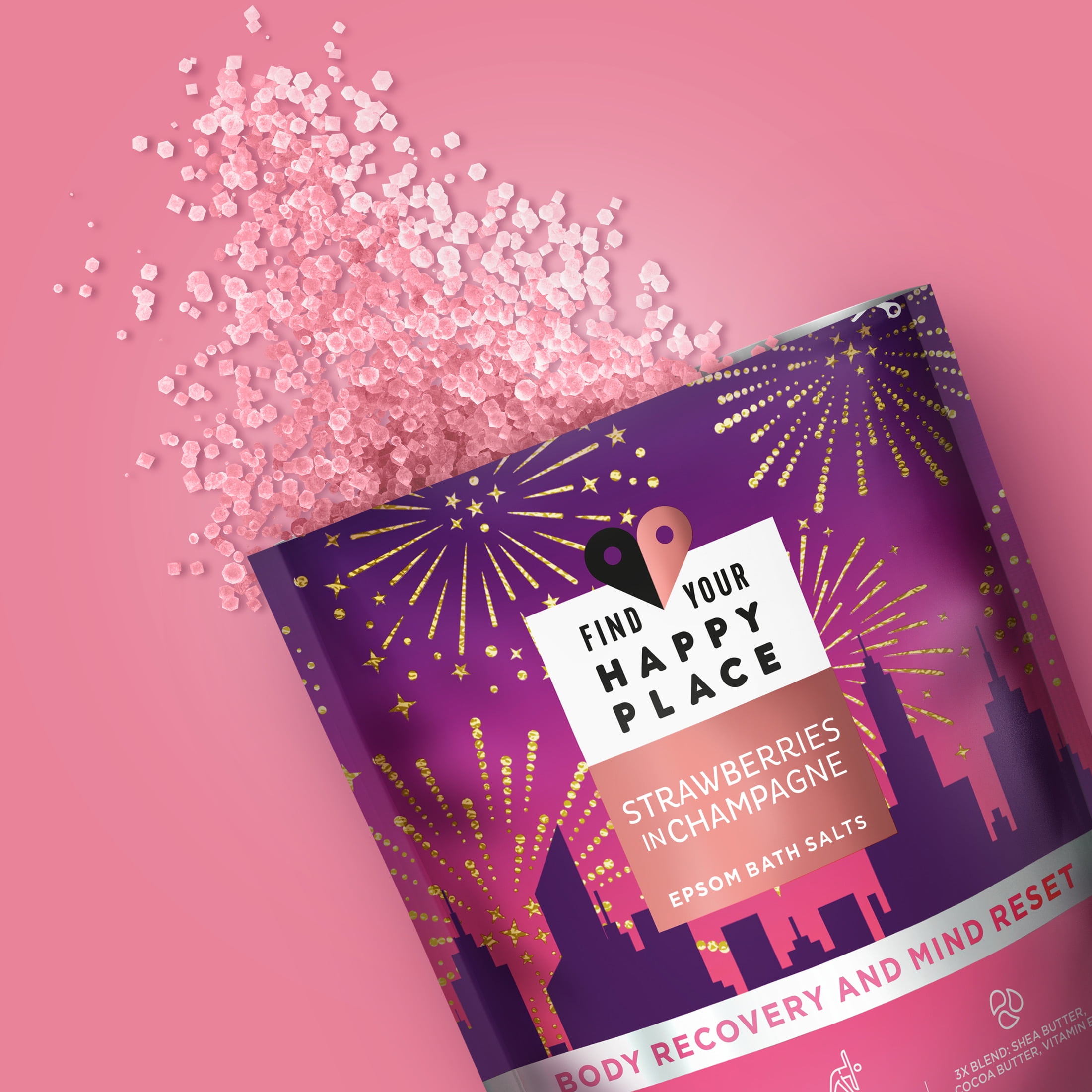 Find Your Happy Place Epsom Bath Salts Strawberries in Champagne Sweet Berries and Champagne 32 oz
