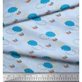 thumbnail image 1 of Soimoi Blue Silk Fabric Clouds & Bird Print Sewing Fabric Yard 44 Inch Wide, 1 of 3