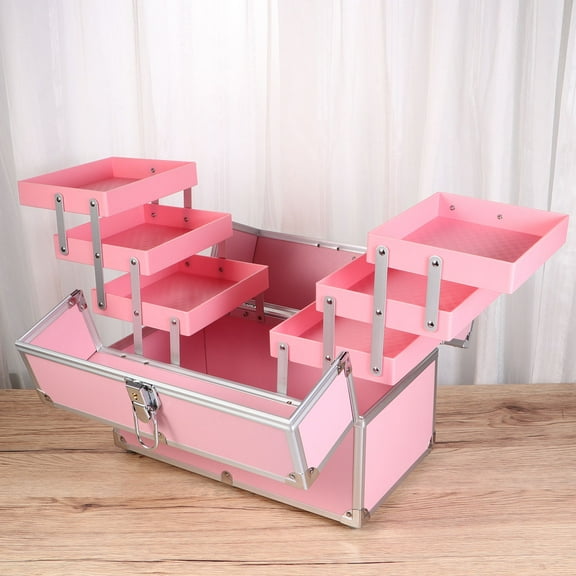 Makeup Cosmetic Case Scratch-resistant Cosmetics Box Travel Size 1 Pink