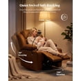thumbnail image 3 of LAZZO Nursery Recliner Chair, Power 320° Swivel Chair with Cup Holder, Adjustable Armrest, Footrest, Brown, 3 of 8
