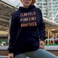 thumbnail image 2 of Flannels, Hayrides, Pumkins, Sweaters, Bonfires, Fall or Autumn Merch Gift, Navy Blue Hooded Sweatshirt or Hoodie, 3XL, 2 of 5