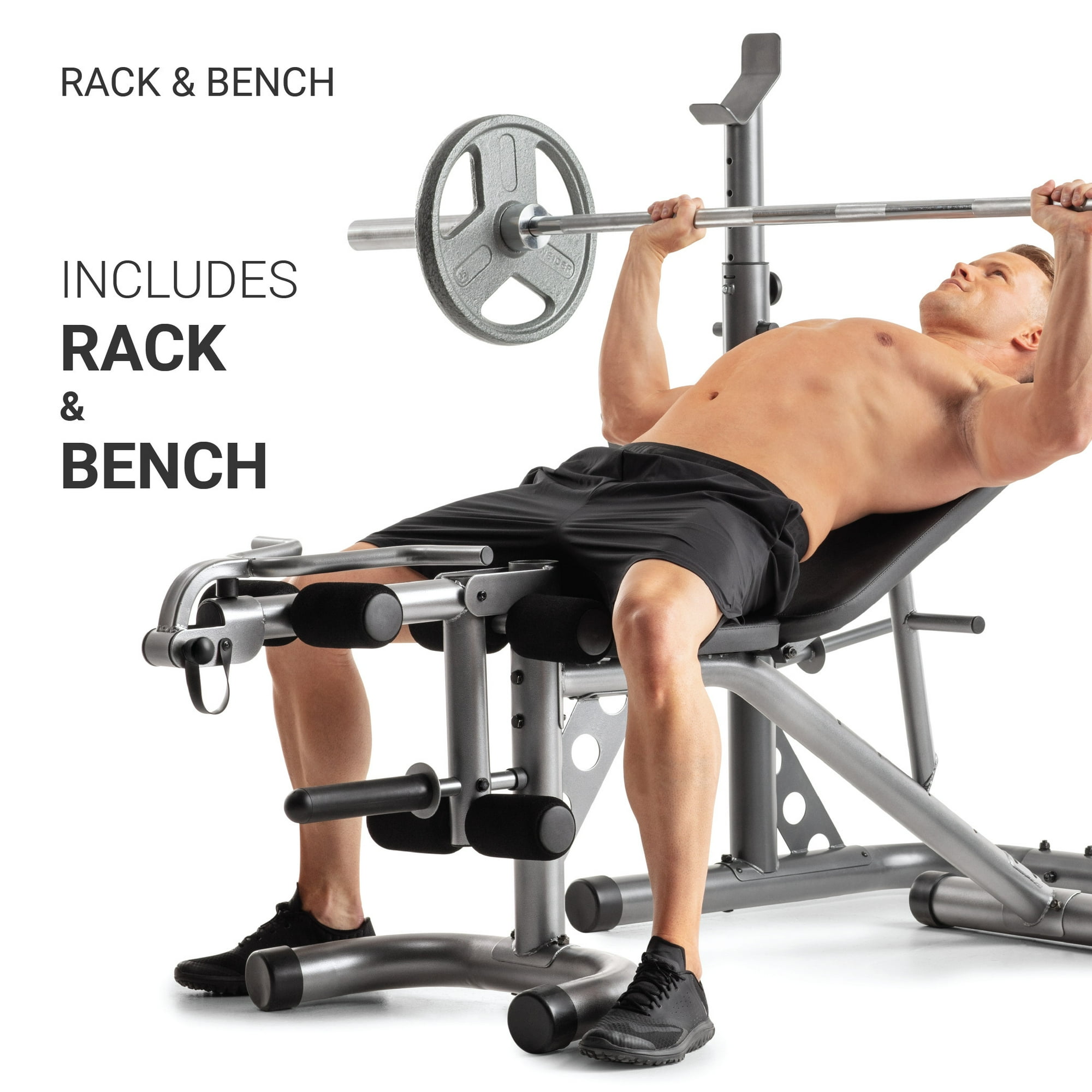 Weider XRS 20 Adjustable Bench with Olympic Squat Rack and Preacher Pad 610 Lb. Weight Limit Walmart