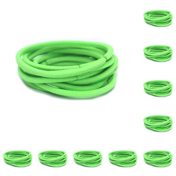 Bandas para el cabello Jumpingount 10 piezas decorativas soporte protector cola de caballo alta elasticidad Verde fluorescente