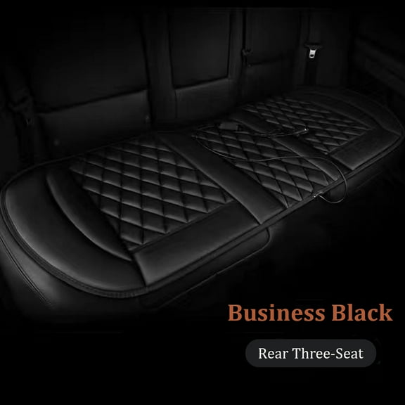 Heated Car Seat Cushion, Adjustable Temperature, PU Leather, Thermostat & Overheat Protection, Universal Fit for Cars Trucks Vans SUVs, Black，for Back Seat