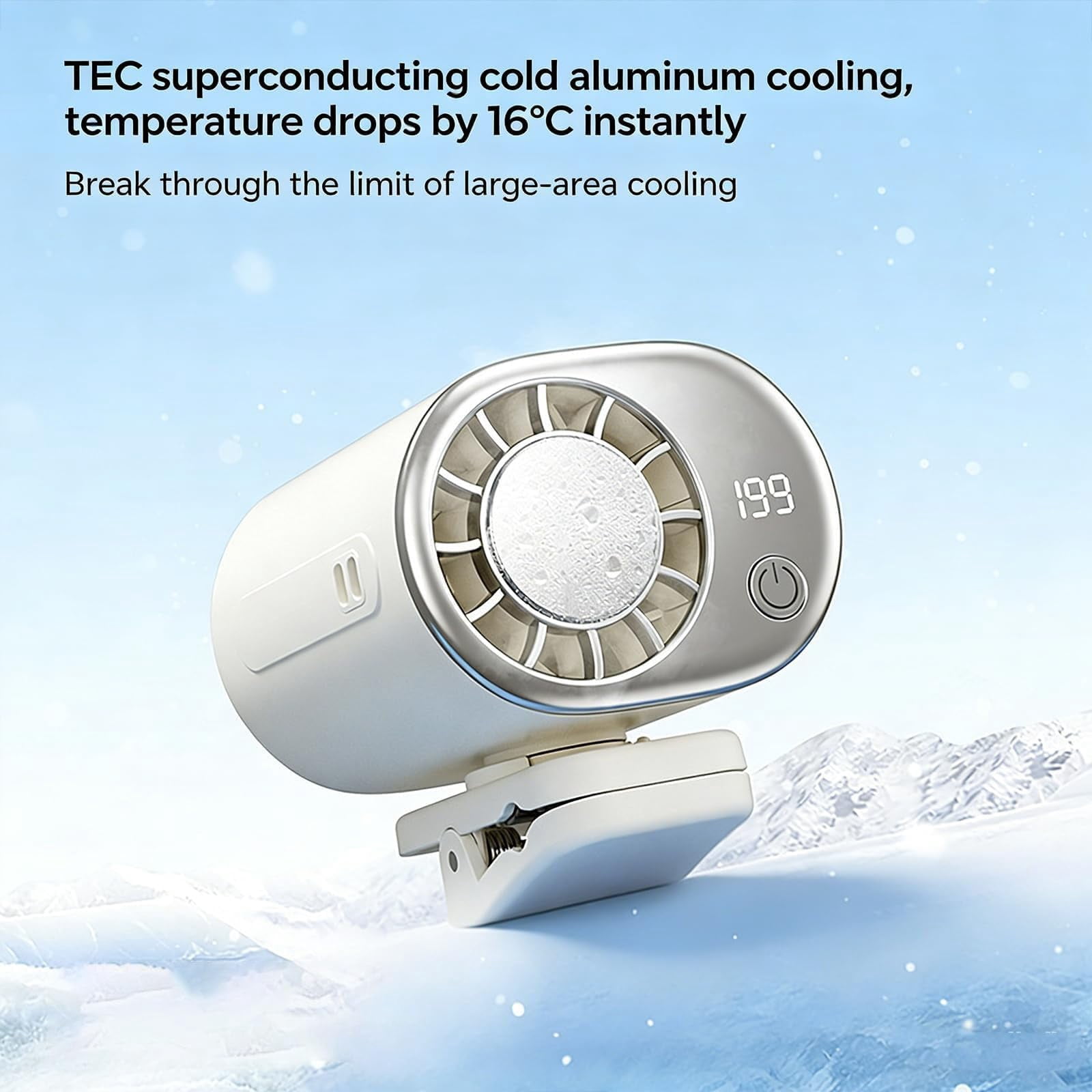 Car Clip on Air Conditioner Fan with LED Display, Quiet Rechargeable Clip Fan, 360° Rotation Adjustable 199 Speeds, Portable Cooling System for Car Seat Office Camping