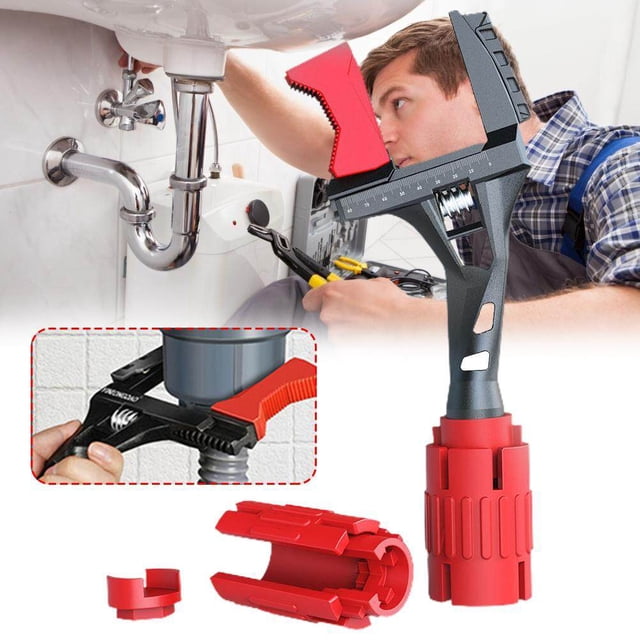 Llave de fregadero de aleación de aluminio, herramienta de reparación de llave de baño de gran apertura multifuncional 24 en 1 de alta capacidad