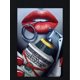 thumbnail image 5 of Black & White Pop Art Lipstick & Currency Print T-shirt, Short Sleeve Crew Neck Casual Top For Summer & Spring, Women's Clothing, 5 of 7